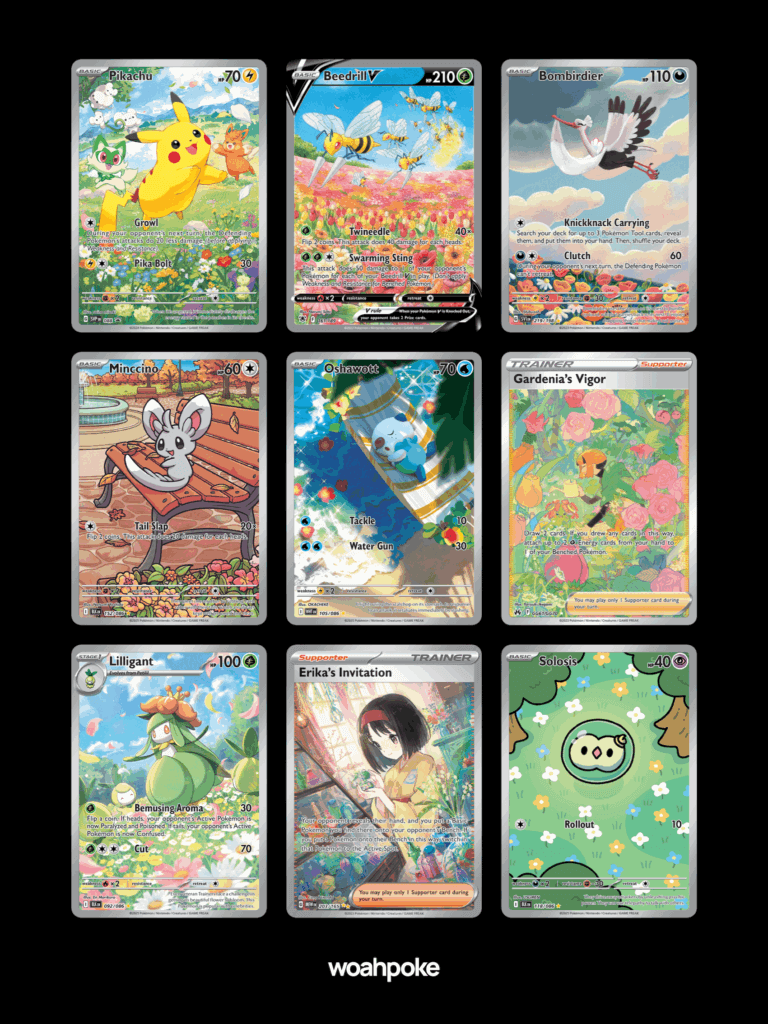 Pokémon Cards with Flowers Binder Page Idea