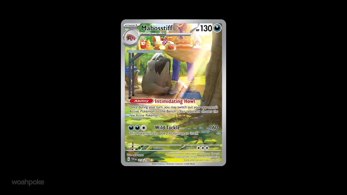 Mabosstiff Camping Pokémon Card