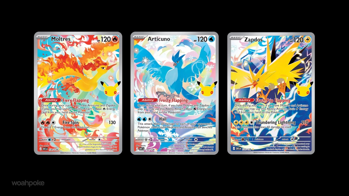 Legendary Birds 30th Celebration Pokemon Cards