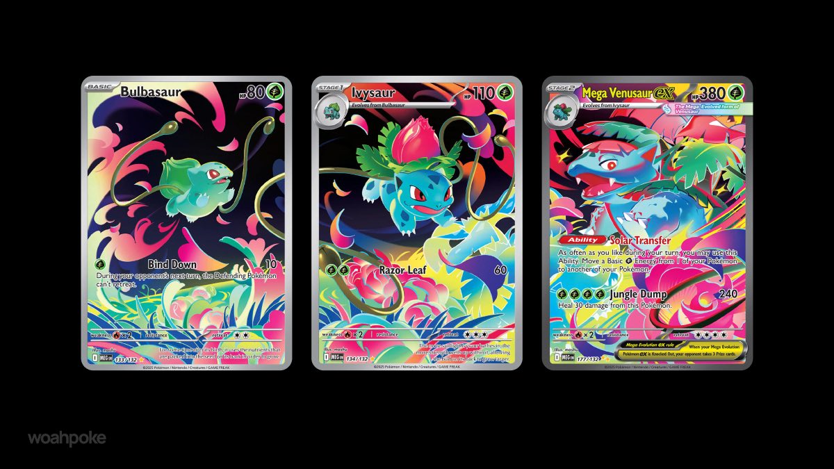 Bulbasaur, Ivysaur & Mega Venusaur Connecting Art