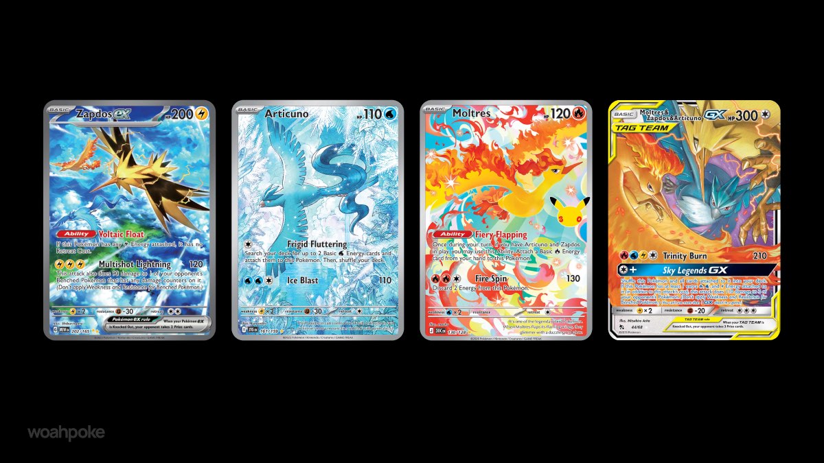 Legendary Birds Pokemon Flying Cards
