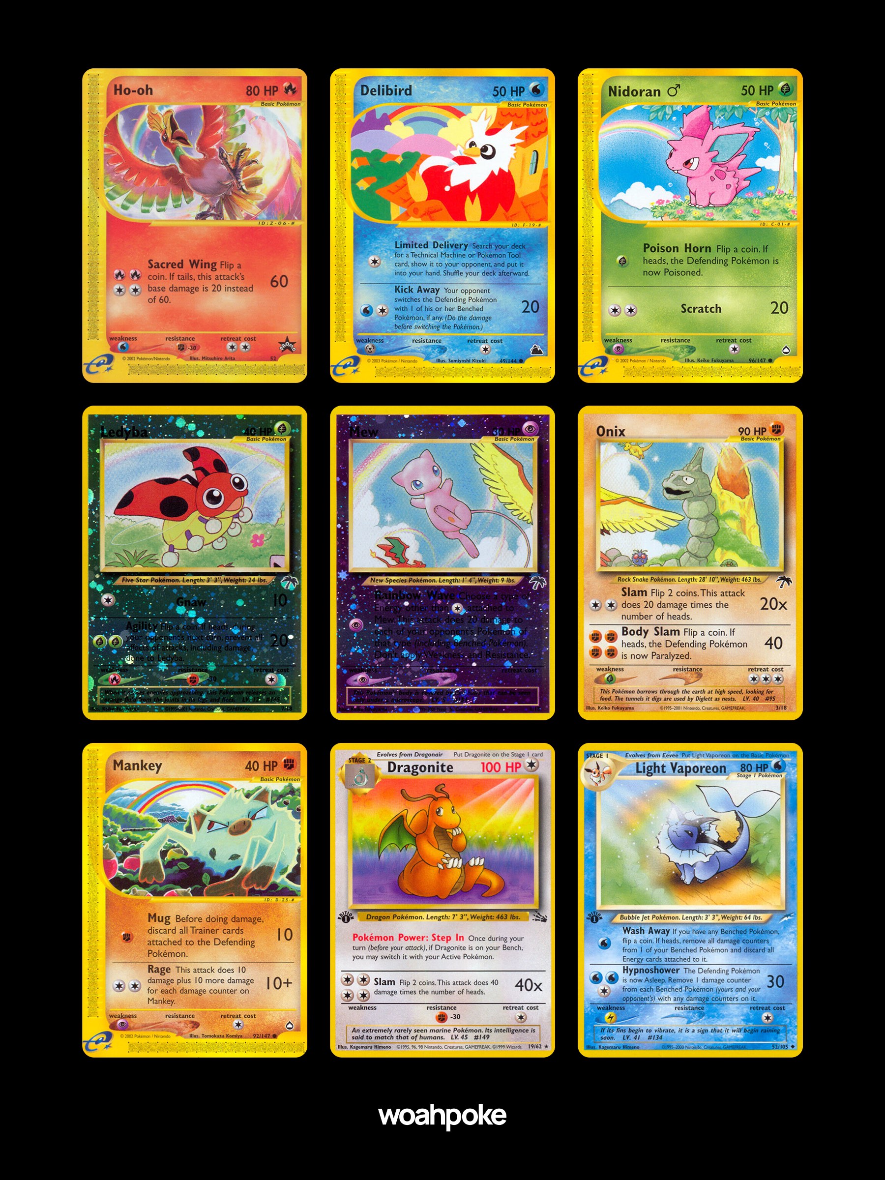 Vintage Pokemon Cards with Rainbows